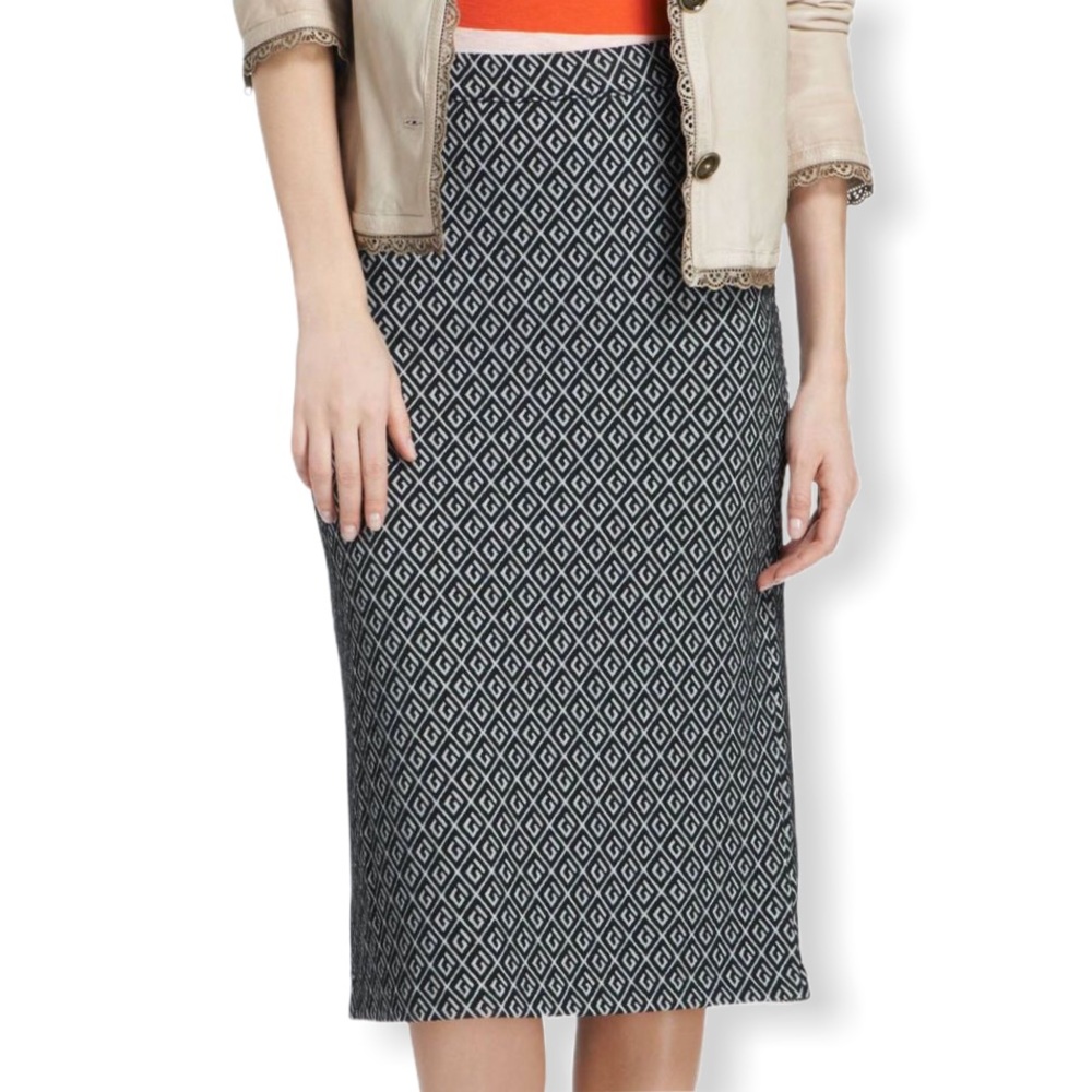 Anthro Maeve Intarsia Geotile Knit Pencil Skirt